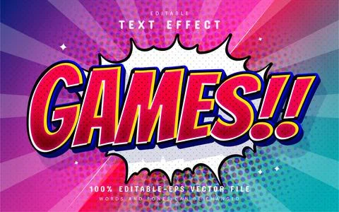 Games comic style text effect Illustrazione stock