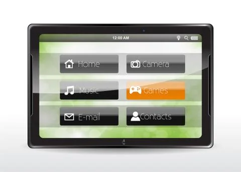 Games concept on a new tablet 스톡 일러스트