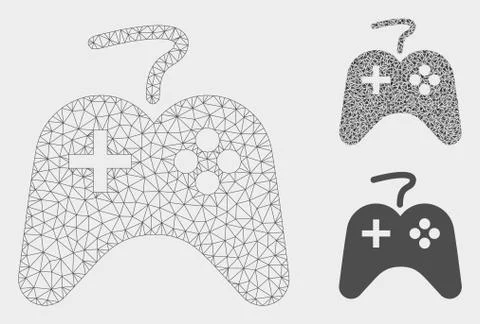 Games Console Vector Mesh Network Model and Triangle Mosaic Icon Stock Illustration