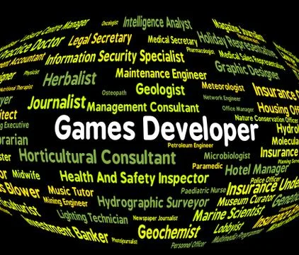 Games Developer Means Play Time And Career Stock Illustration
