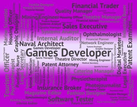 Games Developer Shows Play Time And Designer 스톡 일러스트