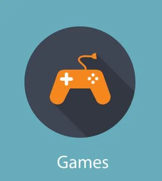 Games Flat Concept Icon Vector Illustration Stock Illustration