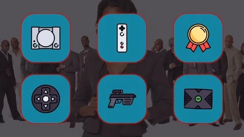 Games - Flat Icons 스톡 After Effects