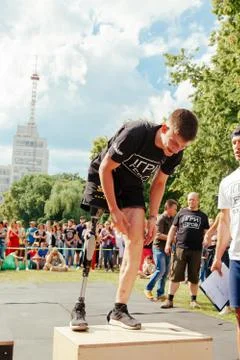 Games for heroes - crossfit competition for veterans of war in Kharkiv on Jun Stock Photos