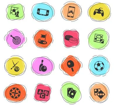 Games icon set Stock Illustration