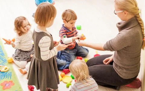 Games in kindergarten Stock Photos