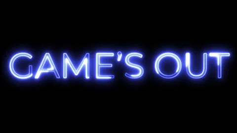 Game's Out Neon Text Animation | Gaming Release and Announcement Motion Design Stock Footage 320391398