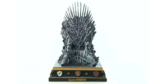 Games of Thrones HBO authorized replica of the Iron Throne. Stock Footage 93879789