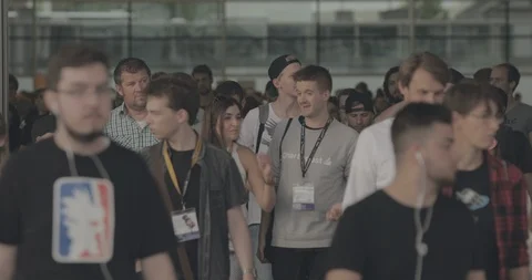 Gamescon Cologne - Gamers exit the event 스톡 동영상 115331489