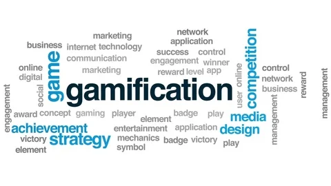 Gamification animated word cloud, text design animation. Stock Footage