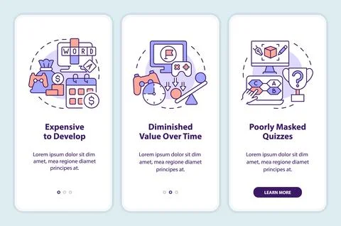 Gamification challenges in e learning onboarding mobile app screen Illustrazione stock