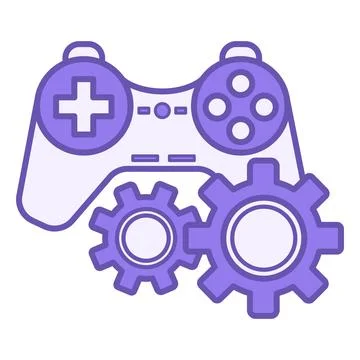 Gamification Color Icon. Vector Icon of Game Joystick and Gears. Interactiv.. Stock Illustration