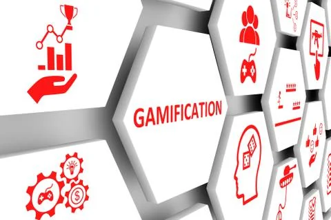 GAMIFICATION concept cell background 3d illustration Stock Illustration