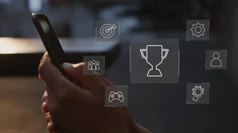 Gamification concept in learning, interactive engaging content Stock Footage 280225050