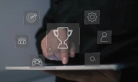Gamification concept in learning, interactive engaging content Stock Footage 280225054