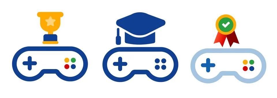 Gamification icon interactive engaging education gaming controller gamepad .. Stock Illustration