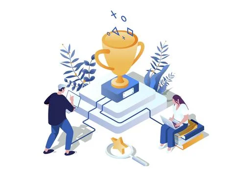 Gamification in Learning Isometric Illustration Illustrazione stock