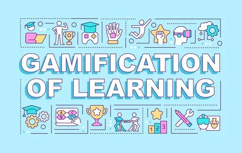 Gamification of learning word concepts blue banner Illustrazione stock