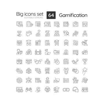Gamification linear icons set イラスト素材