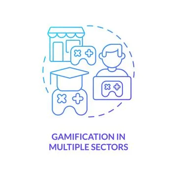 Gamification in multiple sectors blue gradient concept icon Stock Illustration