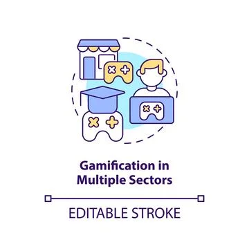 Gamification in multiple sectors concept icon Stock Illustration