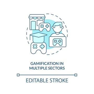 Gamification in multiple sectors turquoise concept icon Stock Illustration