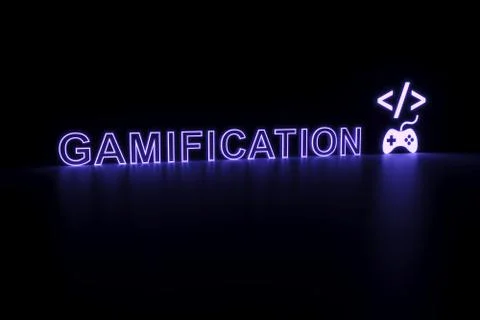 Gamification neon concept self illumination background 3D illustration Stock Illustration