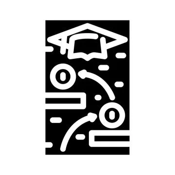 Gamification online learning platform glyph icon vector illustration Illustrazione stock