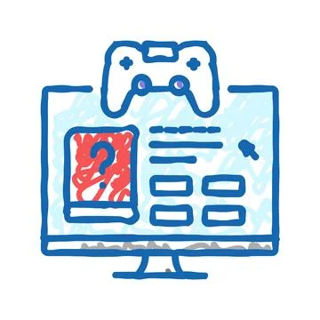 Gamification online learning platform icon doodle illustration Illustrazione stock