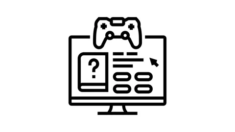 Gamification online learning platform line icon animation Stock Footage 326131431