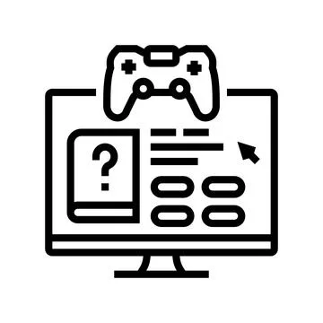 Gamification online learning platform line icon vector illustration Illustrazione stock