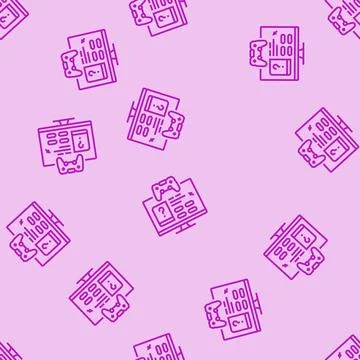 Gamification online learning platform line seamless pattern Illustrazione stock