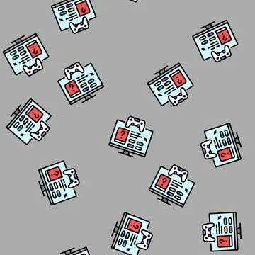 Gamification online learning platform vector seamless pattern Illustrazione stock