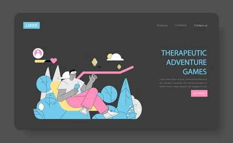 Gamification In Psychotherapy. Flat Vector Illustration 스톡 일러스트