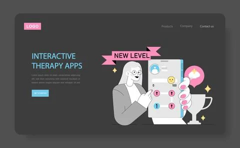 Gamification In Psychotherapy. Flat Vector Illustration 스톡 일러스트