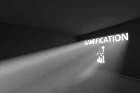 GAMIFICATION rays volume light concept 3d illustration Illustrazione stock