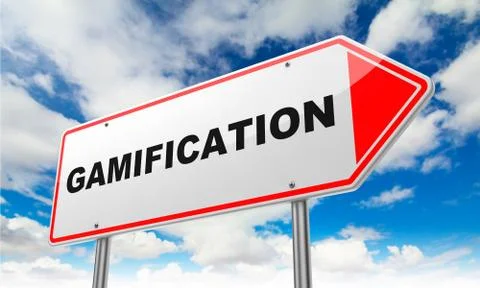 Gamification on Red Road Sign. Stock Illustration