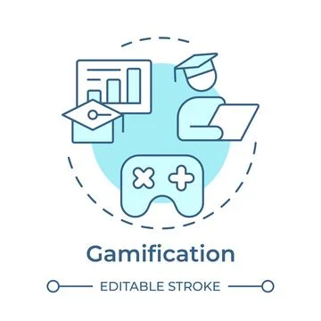 Gamification soft blue concept icon Stock Illustration