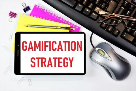 Gamification strategy is a new technology for adapting game methods Stock Photos