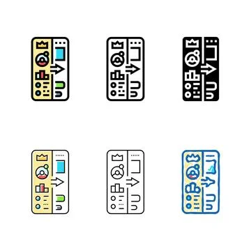 Gamification ux types ui design color icon vector 库存插图