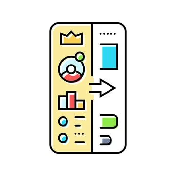 Gamification ux ui design color icon vector illustration Stock Illustration