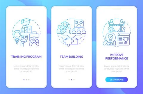 Gamification in workplace blue gradient onboarding mobile app screen Illustrazione stock