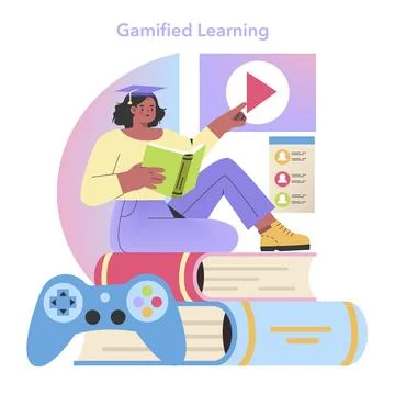 Gamified Learning concept. Vector illustration. Illustrazione stock