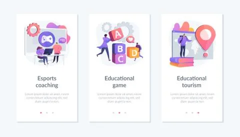 Gamified learning system app interface template. Stock Illustration