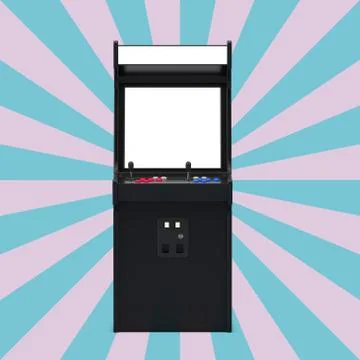 Gaming Arcade Machine with Blank Screen for Your Design. 3d Rendering Stock Illustration