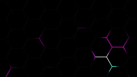 Gaming background with a hexagon model in purple and blue that moves randomly Stock Footage 322748426