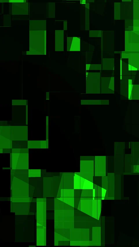 Gaming backgrounds featuring vibrant green squares and rectangles on a black bac Stock Footage 305717176