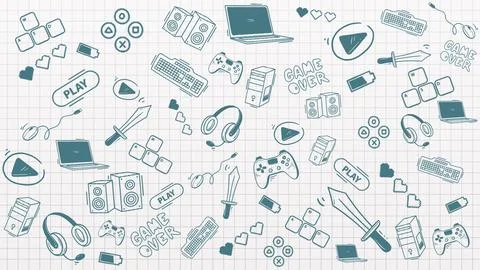 Gaming Banner Horizontal Background Gaming Supplies Illustrations Blue And White Stock Illustration