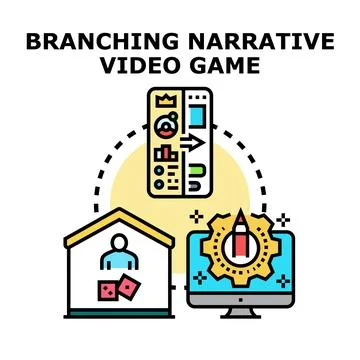 Gaming branching narrative concept development creating interactive stories Stock Illustration