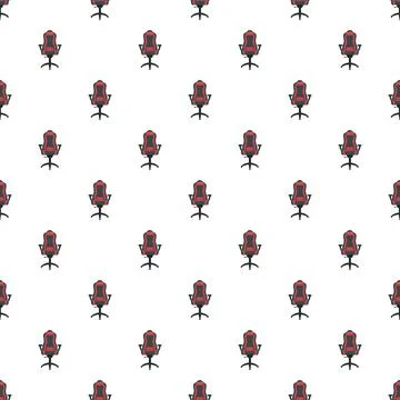 Gaming chair pattern repeating on white background Stock Illustration